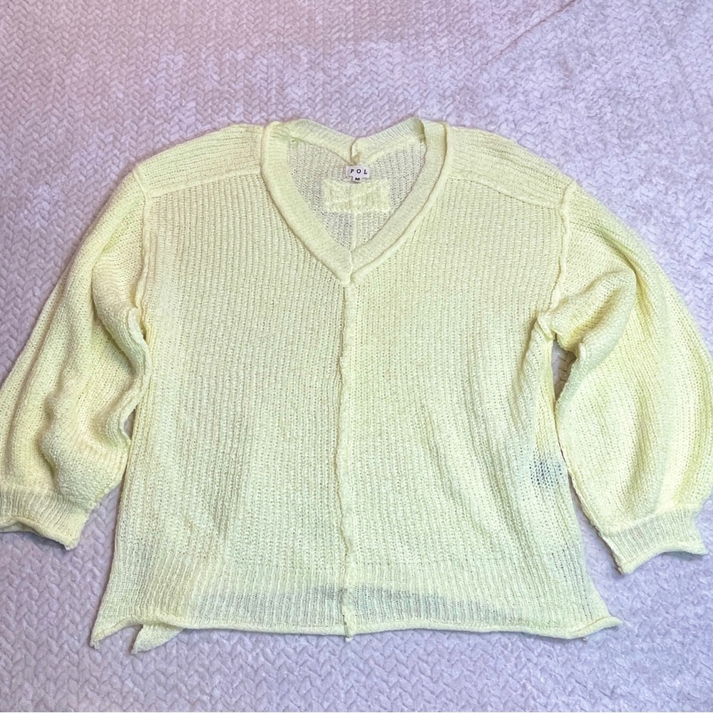 POL Butter Yellow Boho Oversized Loose Knit Sweater Women‎ Size Medium